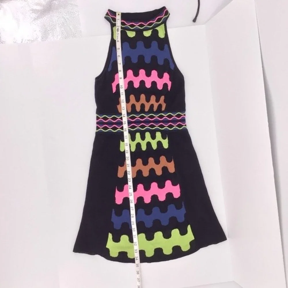 M Missoni Women's Halter Puzzle Stripe Knit Squiggle A Line Dress US Size 2 - Picture 7 of 16